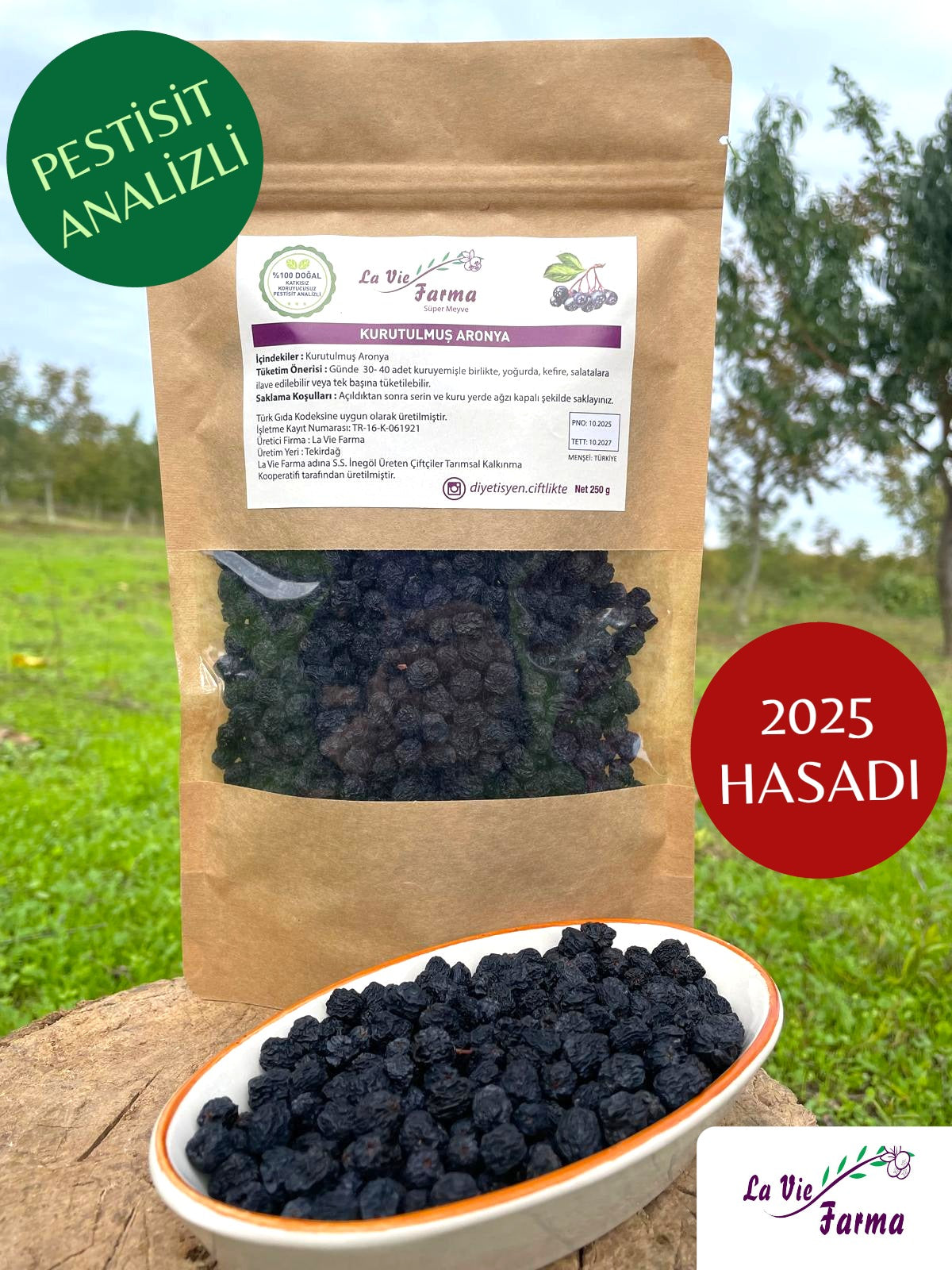 Kurutulmuş Aronya  (Pestisit Analizli, Yeni Hasat)